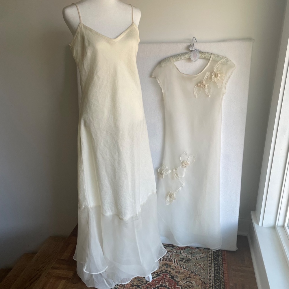 Tiar Los Angeles Silk and Linen Magnolia Minimalist Wedding Dress in Ivory, M - Picture 4 of 12